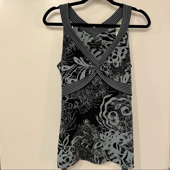 BCBGMaxAzria Blue Printed Sleeveless Wrap Top Size Small - Picture 9 of 15